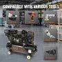 Compresor de aire a gasolina VEVOR de 15 HP, tanque horizontal de 30 galones, 33 CFM a 115 PSI, sistema de aire comprimido con bomba de pistón accionada por gas y presión máxima de 115 PSI para talleres de construcción.