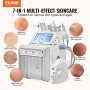 VEVOR Máquina facial de oxígeno de hidrógeno 7 en 1, máquina hidrafacial profesional para spa, máquina de rejuvenecimiento de limpieza hidrofacial con pantalla LCD de 7 pulgadas, 6 sondas para el cuid