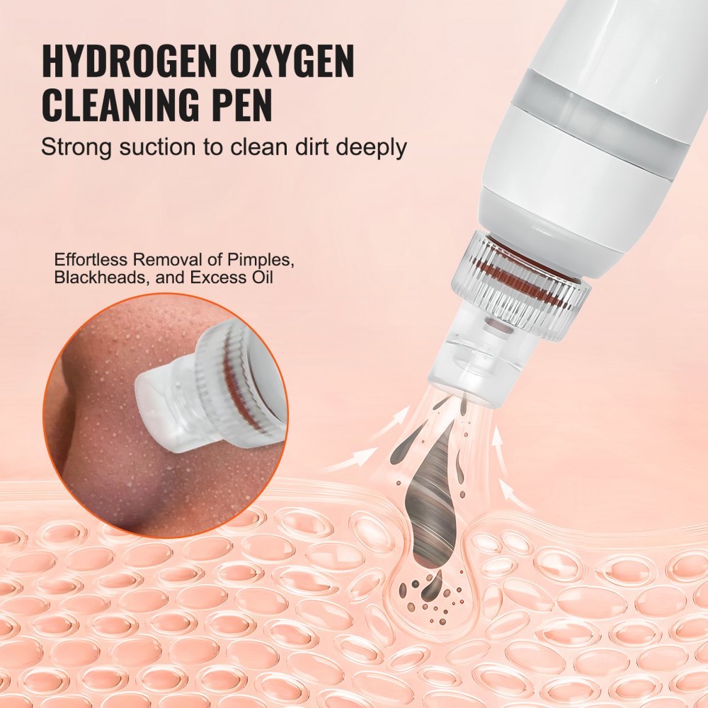 VEVOR Máquina Facial de Oxígeno Hidrógeno 8 en 1, Máquina Hidrafacial Profesional para Spa, Máquina de Rejuvenecimiento de Limpieza Hidrofacial con Pantalla LCD de 8 pulgadas, Sonda de Microcorriente,