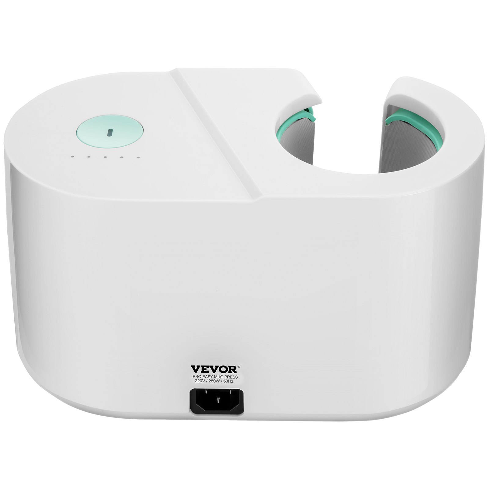 Máquina prensadora de tazas VEVOR en color blanco con pantalla LED.