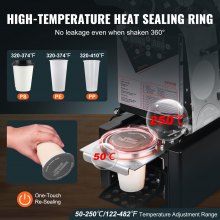 Selladora de vasos completamente automática VEVOR, 500-650 tazas/h, máquina selladora de vasos para vasos de 190 mm de alto y 90/95 mm, selladora de té Boba eléctrica con panel LCD de control digital para café, té con leche con burbujas, color negro