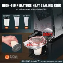 Selladora de vasos completamente automática VEVOR, 500-650 tazas/h, máquina selladora de vasos para vasos de 190 mm de alto y 90/95 mm, selladora de té Boba eléctrica con panel LCD de control digital para café, té con leche con burbujas, color negro