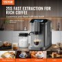 Cafetera espresso totalmente automática VEVOR - con espumador de leche automático, cafetera capuchino latte superautomática de 20 bares con pantalla táctil TFT, molinillo, 15 niveles de molienda y depósito de leche extraíble.