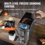 Cafetera espresso totalmente automática VEVOR - con espumador de leche automático, cafetera capuchino latte superautomática de 20 bares con pantalla táctil TFT, molinillo, 15 niveles de molienda y depósito de leche extraíble.