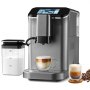 Cafetera espresso totalmente automática VEVOR - con espumador de leche automático, cafetera capuchino latte superautomática de 20 bares con pantalla táctil TFT, molinillo, 15 niveles de molienda y depósito de leche extraíble.