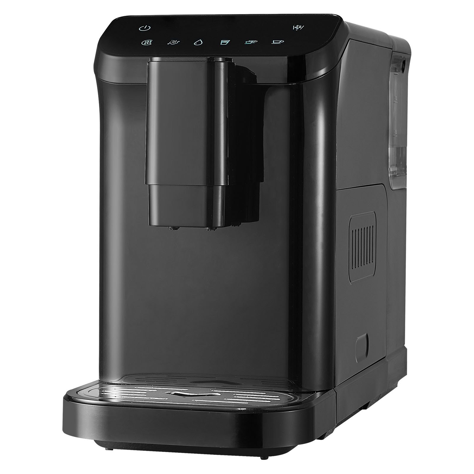 Cafetera espresso automática VEVOR: molinillo integrado, 15 bares de presión, 15 niveles de molienda, depósito de agua de 1,5 l y tolva de granos de 180 g.