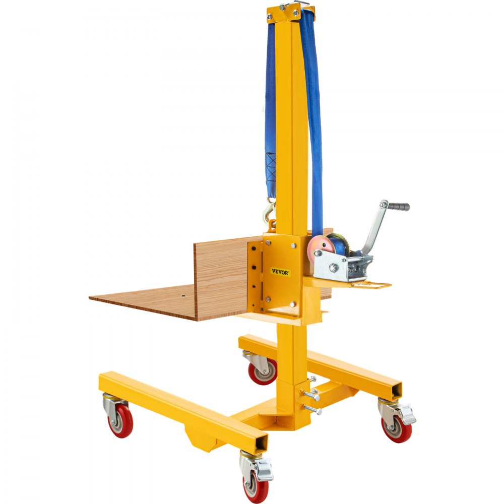 Apilador de cabrestante manual VEVOR, rango de altura de 9.4" - 72", plataforma de 19.7" de largo x 15.7" de ancho, cabrestante de elevación de carga Lite de acero, carretilla elevadora de cabrestante manual, elevación de material de capacidad de 331 libras para instalaciones de envío