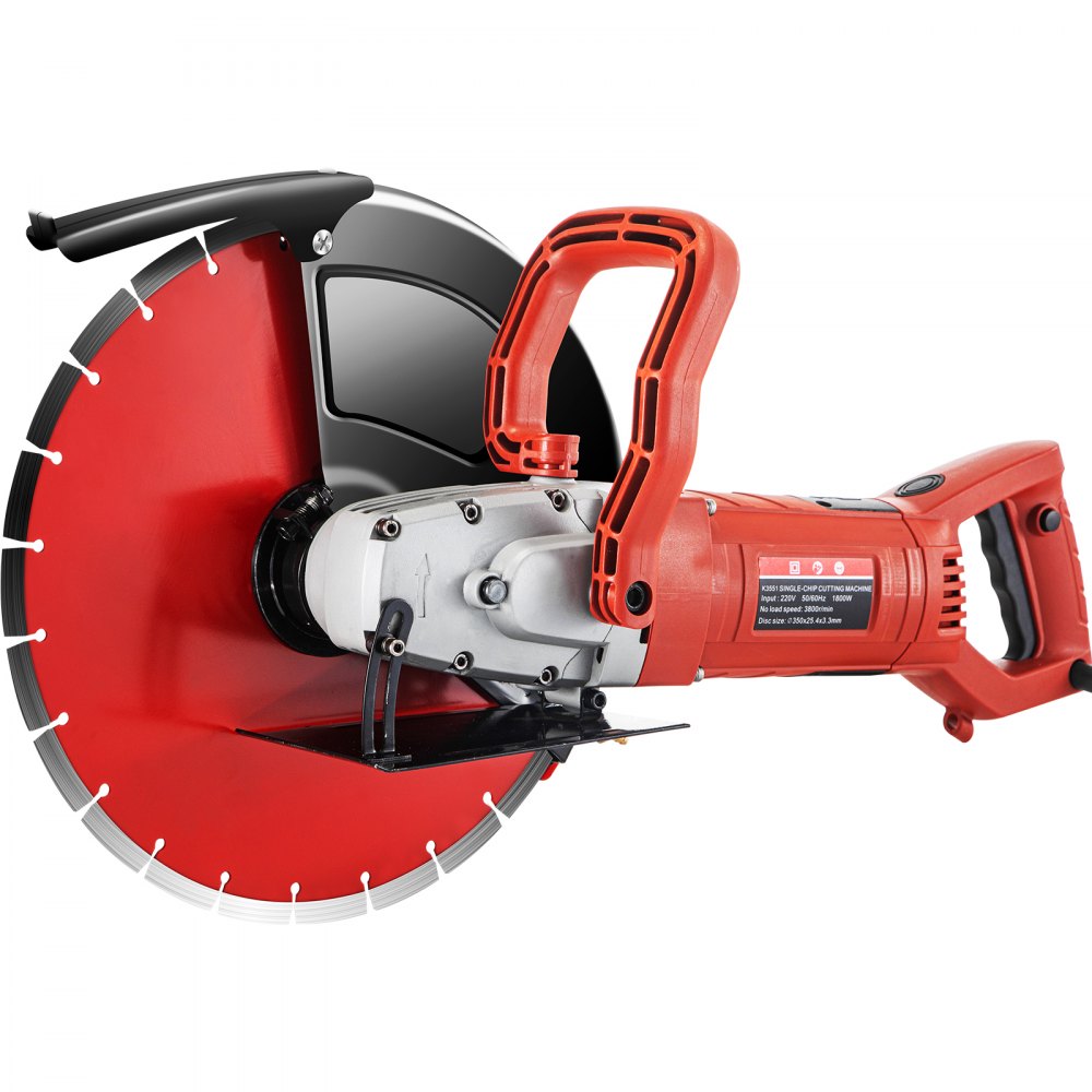 Sierra eléctrica para hormigón VEVOR, cortadora de hormigón de 14", sierra para hormigón de 15 amperios, sierra circular eléctrica con hoja de 14" y herramientas, sierra para mampostería para granito, ladrillo, porcelana, hormigón armado y otros materiales