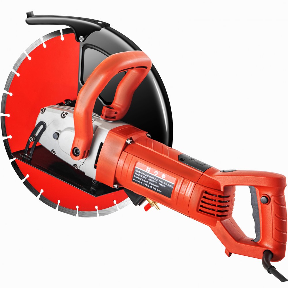 Sierra eléctrica para hormigón VEVOR, cortadora de hormigón de 14", sierra para hormigón de 15 amperios, sierra circular eléctrica con hoja de 14" y herramientas, sierra para mampostería para granito, ladrillo, porcelana, hormigón armado y otros materiales