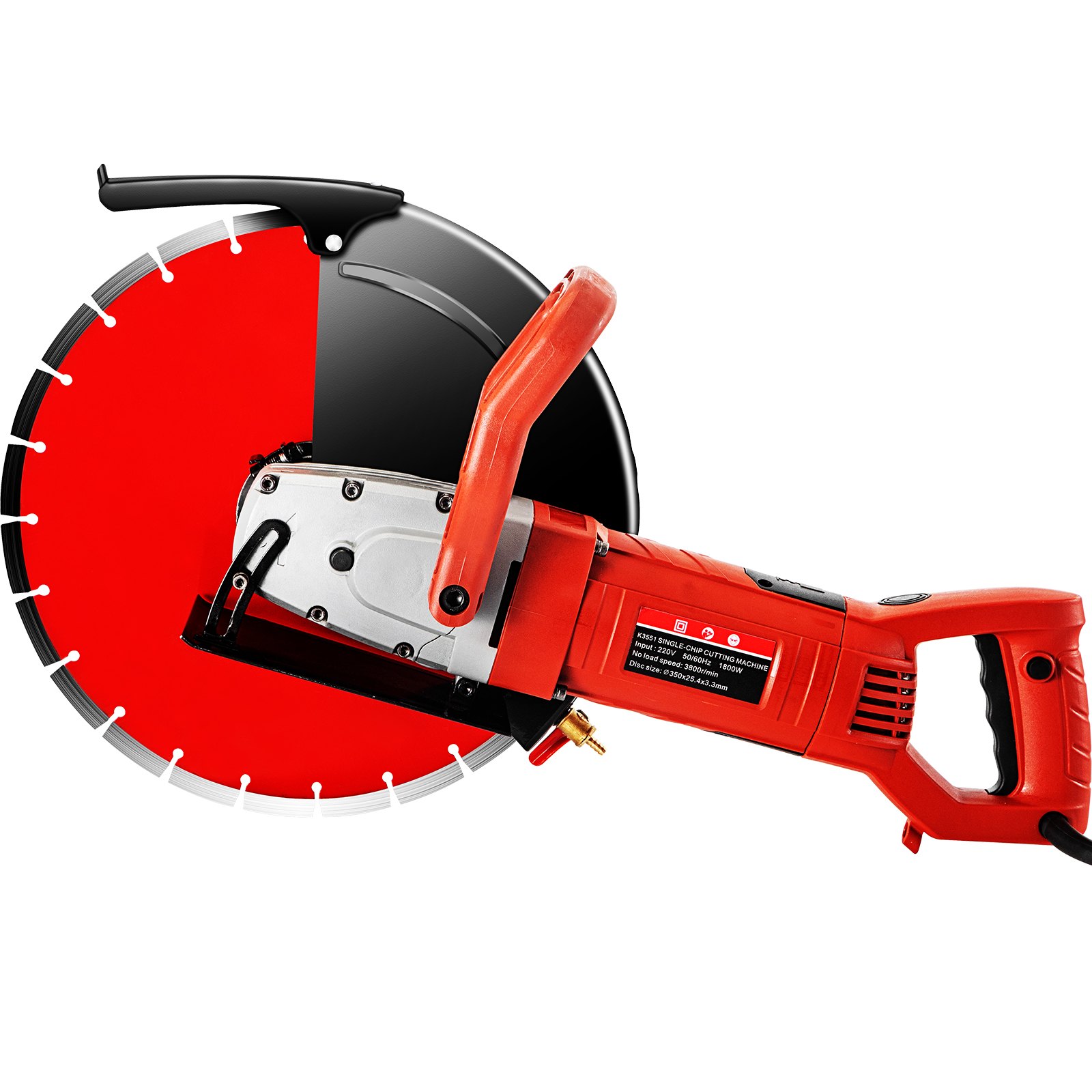 Sierra eléctrica para hormigón VEVOR, cortadora de hormigón de 14", sierra para hormigón de 15 amperios, sierra circular eléctrica con hoja de 14" y herramientas, sierra para mampostería para granito, ladrillo, porcelana, hormigón armado y otros materiales