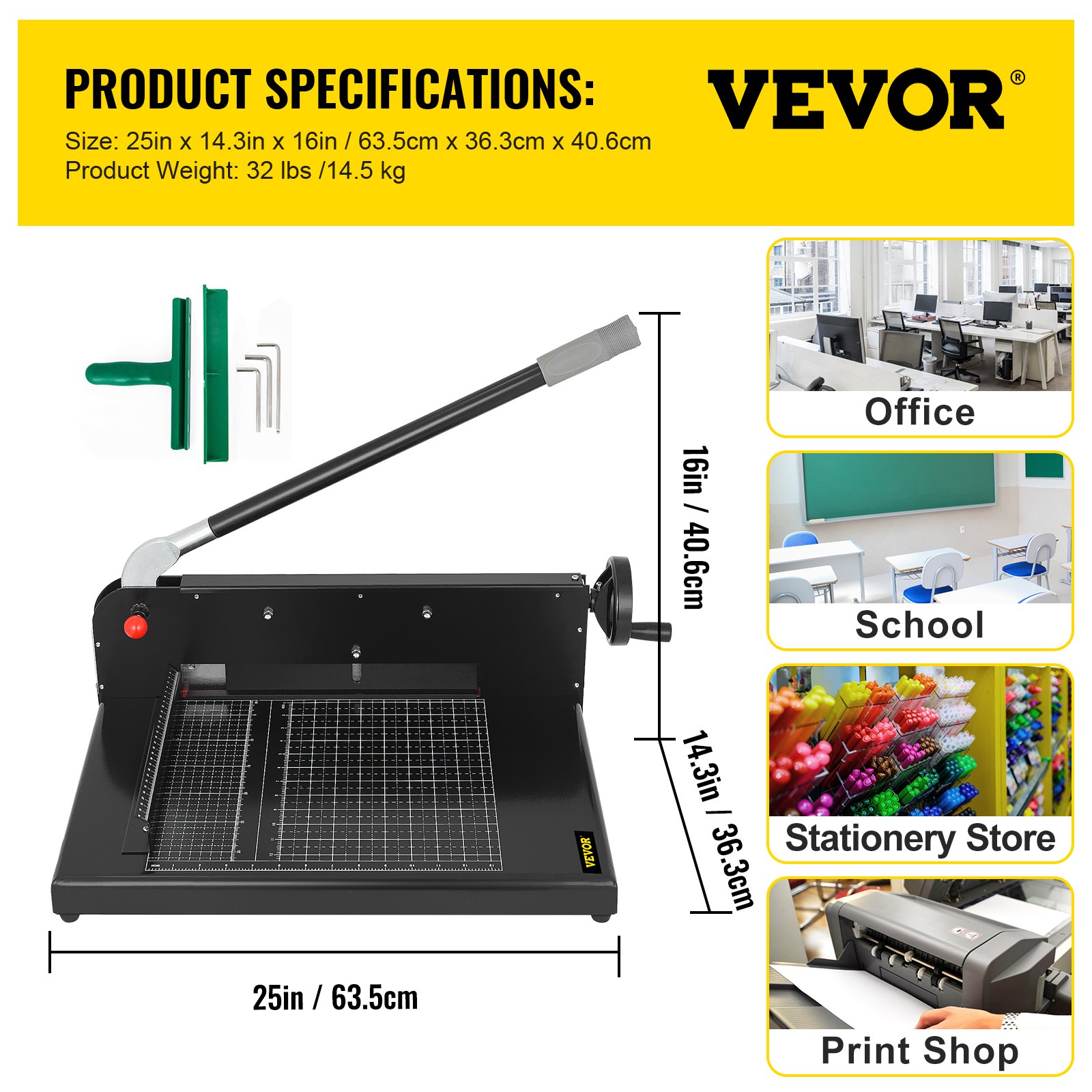 Cortadora de papel VEVOR de 30 cm, tamaño A4, comercial, resistente, 300 hojas, dureza 45HRC, base metálica, para escritorio, para el hogar y la oficina (A4)