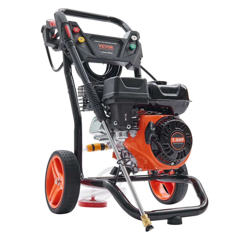 VEVOR Lavadora a presión de gas, 3600 PSI 2.6 GPM, Lavadora a presión a gas con bomba de cobre, pistola rociadora y varilla de extensión, 5 boquillas de conexión rápida, para limpieza de automóviles, casas, calzadas, patios