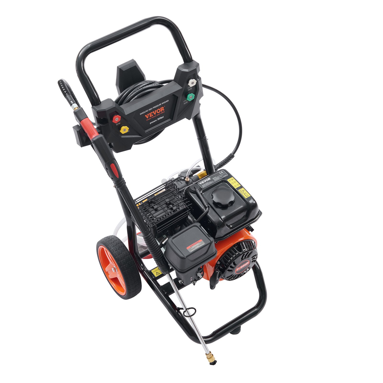 VEVOR Lavadora a presión de gas, 3600 PSI 2.6 GPM, Lavadora a presión a gas con bomba de cobre, pistola rociadora y varilla de extensión, 5 boquillas de conexión rápida, para limpieza de automóviles, casas, calzadas, patios