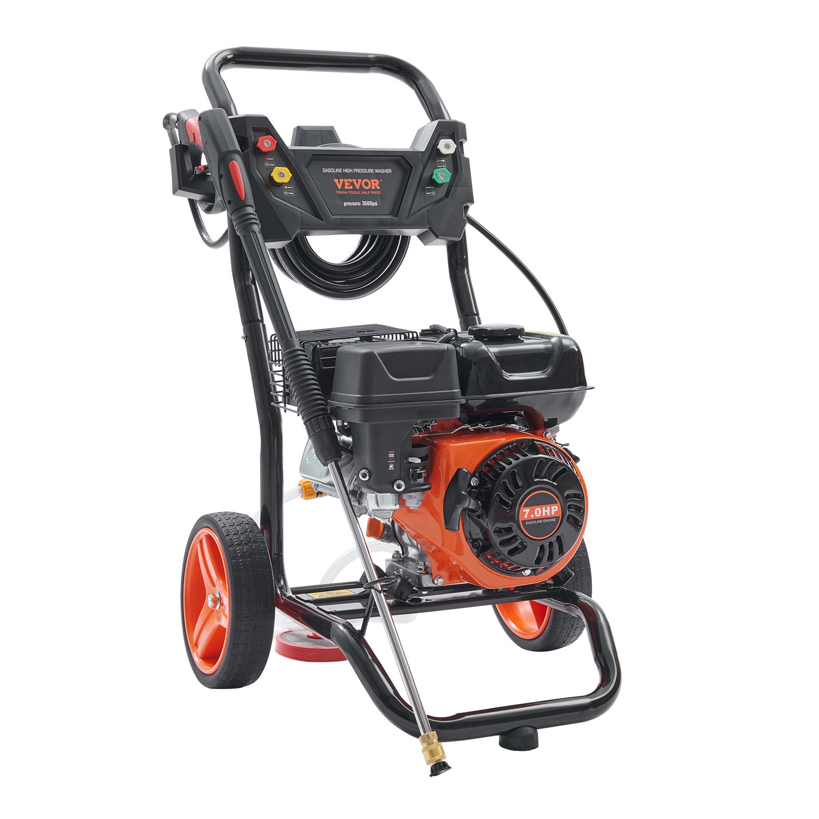 VEVOR Lavadora a presión de gas, 3600 PSI 2.6 GPM, Lavadora a presión a gas con bomba de cobre, pistola rociadora y varilla de extensión, 5 boquillas de conexión rápida, para limpieza de automóviles, casas, calzadas, patios