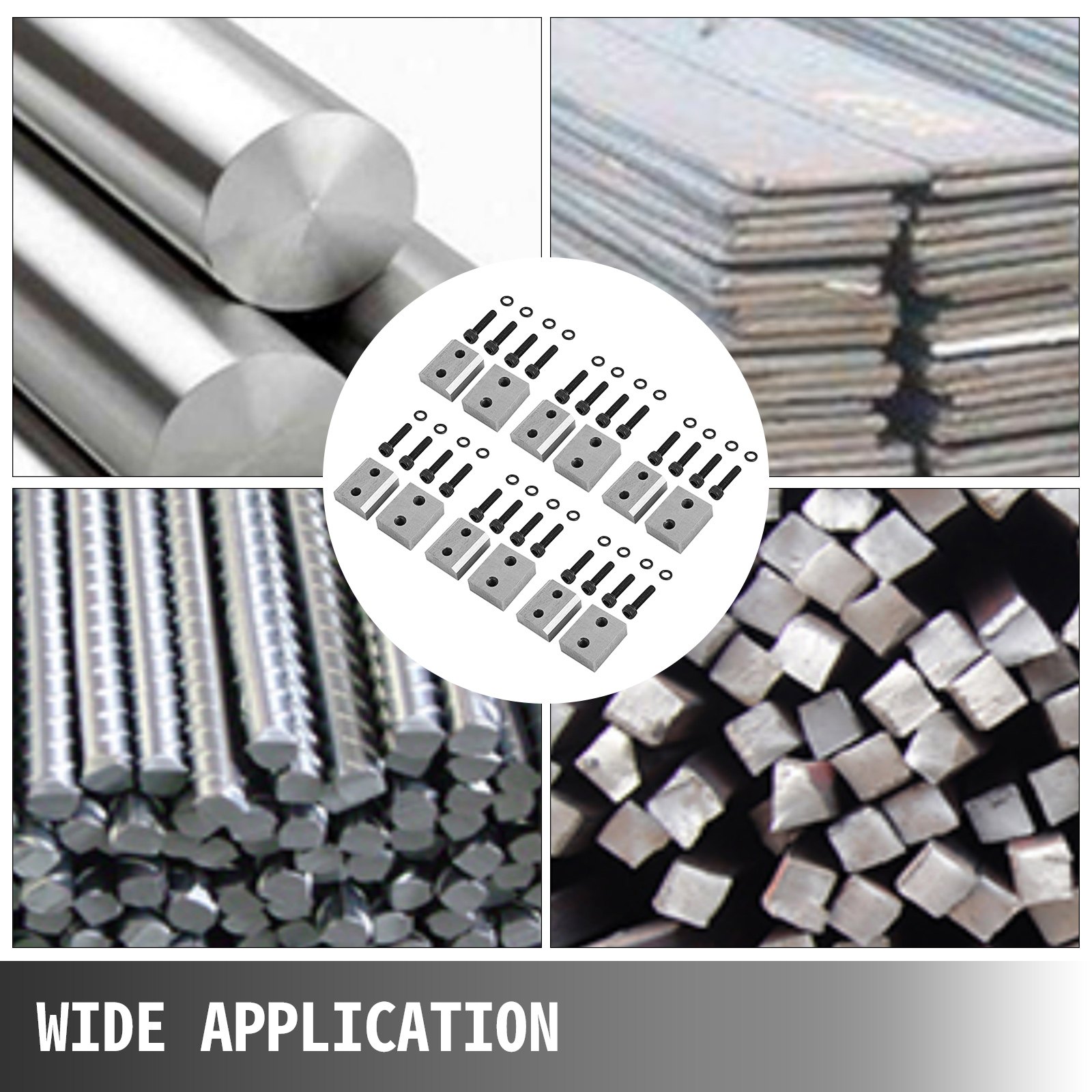 VEVOR Cuchillas de repuesto para cortador de barras de refuerzo de 0.630 in, material de acero Cr12MoV para cortador eléctrico de barras de refuerzo de 5/8 pulgadas, 12 cuchillas con 24 tornillos hexagonales y 24 arandelas de resorte