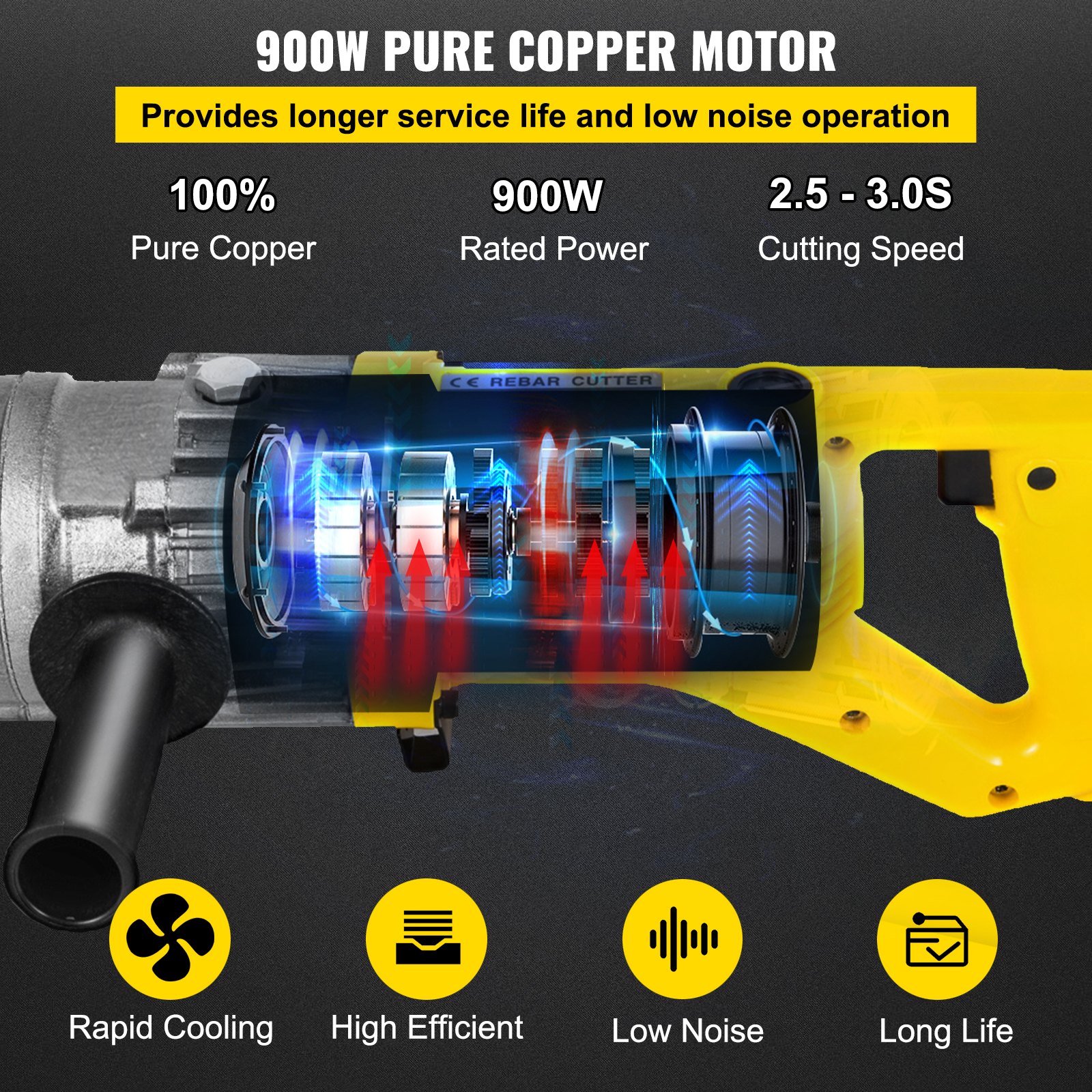 VEVOR Cortador de Barras de Refuerzo 5/8" Corte de Varillas Eléctrico 110V 900 W