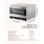VEVOR Horno de convección comercial, 47 L/43 Qt, encimera de horno convencional de tamaño medio, tostadora de 4 niveles de 1600 W con puerta frontal de vidrio, horno eléctrico para hornear con bandeja