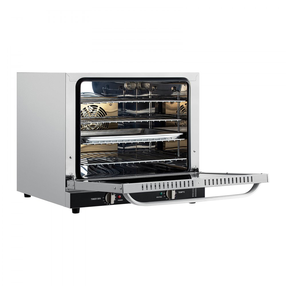 Horno de convección comercial VEVOR, 66 L/60 Qt, horno convencional de tamaño medio de encimera, tostador de 4 niveles de 1800 W con puerta frontal de vidrio, horno eléctrico con bandeja y rejillas de alambre (120 V, enchufe 5-15P)