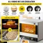 VEVOR Horno de convección comercial, 66 L/60 Qt, encimera de horno convencional de tamaño medio, tostadora de 4 niveles de 1800 W con puerta frontal de vidrio, horno eléctrico para hornear con bandejas, guantes de clip, 120 V, certificación ETL