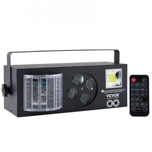 VEVOR Luces de escenario, luces de fiesta RGB 4 en 1, luz estroboscópica con patrón LED, efectos de iluminación mixtos activados por sonido con luz de efecto rojo y verde para DJ Club, discoteca, fiesta, boda, cumpleaños, Navidad (negro)