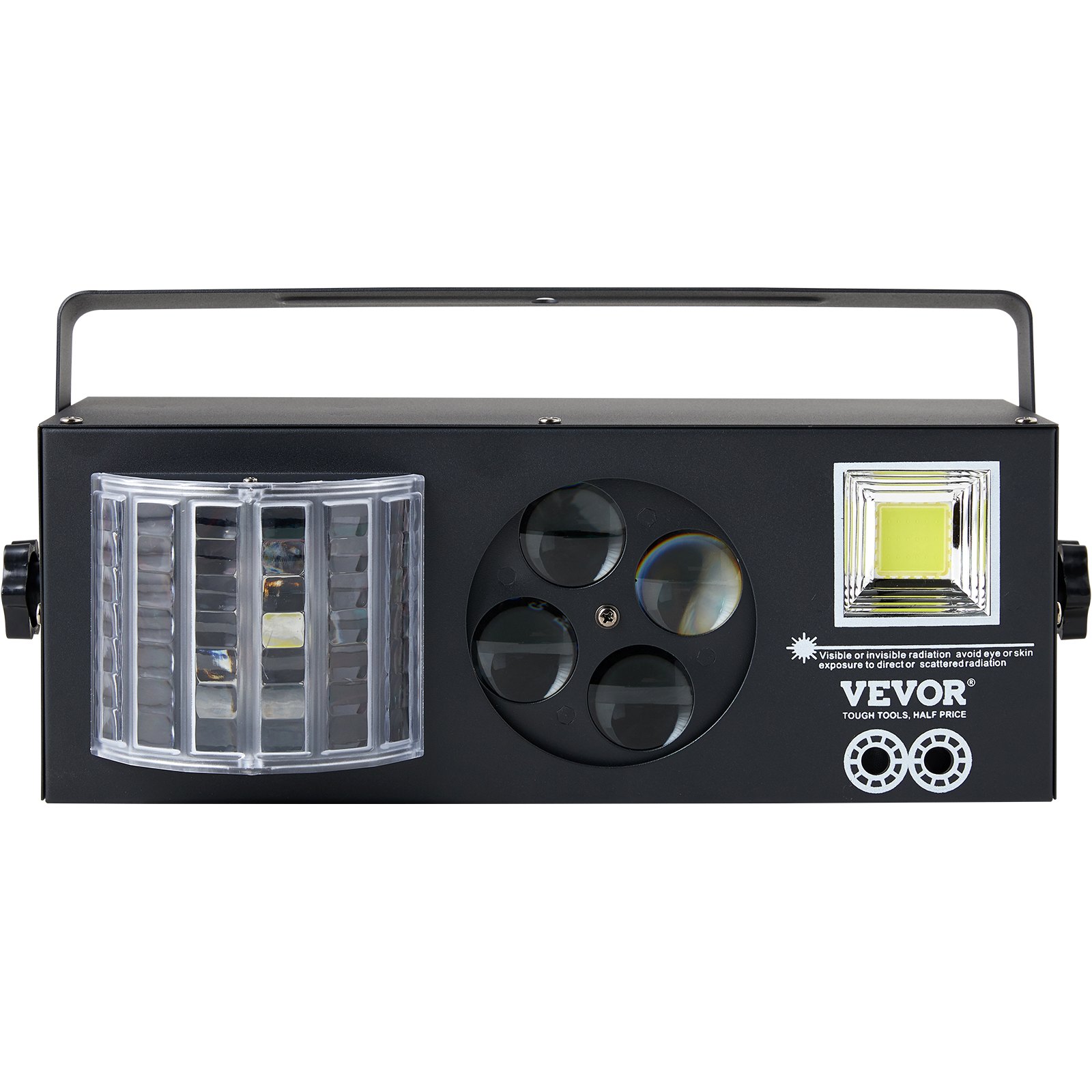 VEVOR Luces de escenario, luces de fiesta RGB 4 en 1, luz estroboscópica con patrón LED, efectos de iluminación mixtos activados por sonido con luz de efecto rojo y verde para DJ Club, discoteca, fiesta, boda, cumpleaños, Navidad (negro)