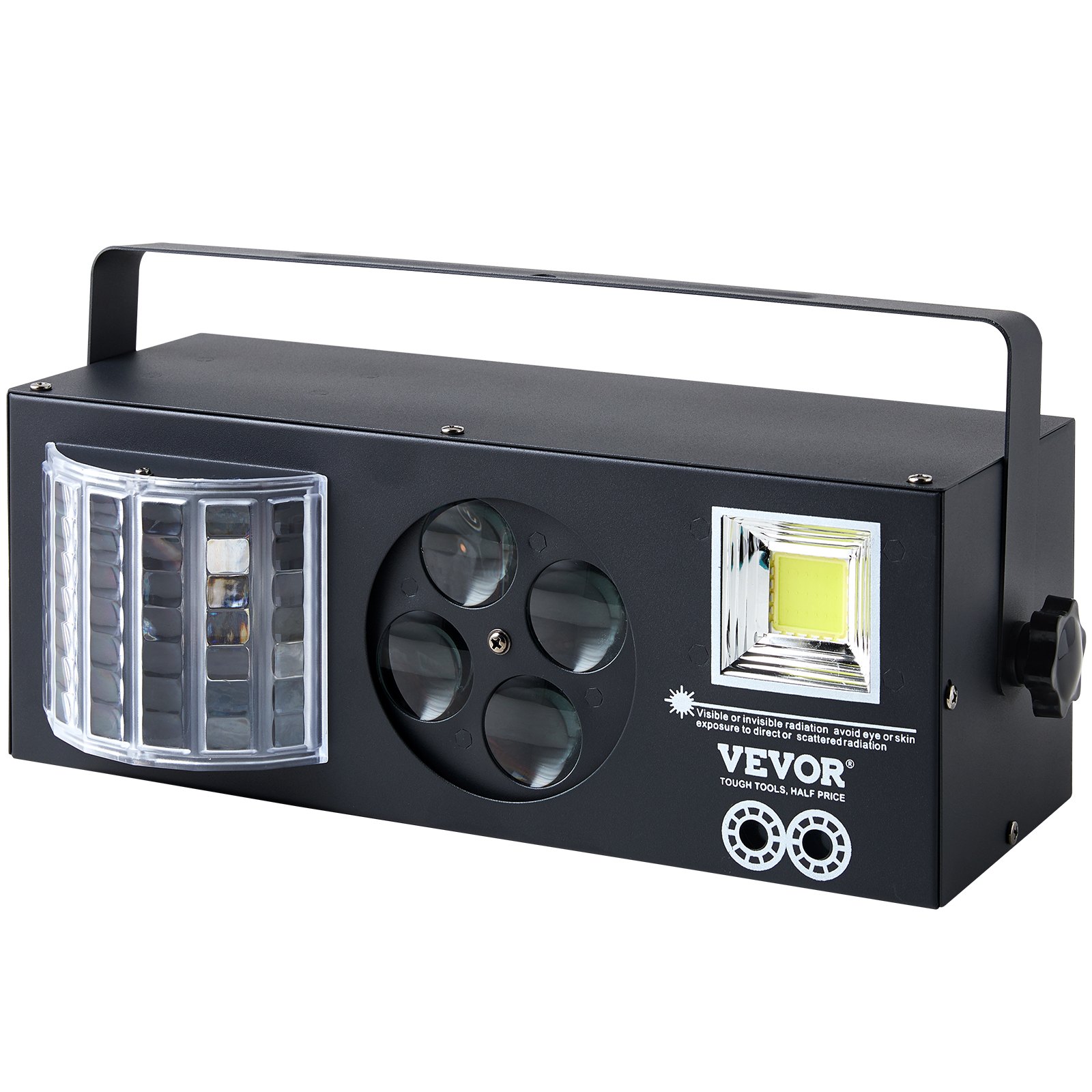 VEVOR Luces de escenario, luces de fiesta RGB 4 en 1, luz estroboscópica con patrón LED, efectos de iluminación mixtos activados por sonido con luz de efecto rojo y verde para DJ Club, discoteca, fiesta, boda, cumpleaños, Navidad (negro)