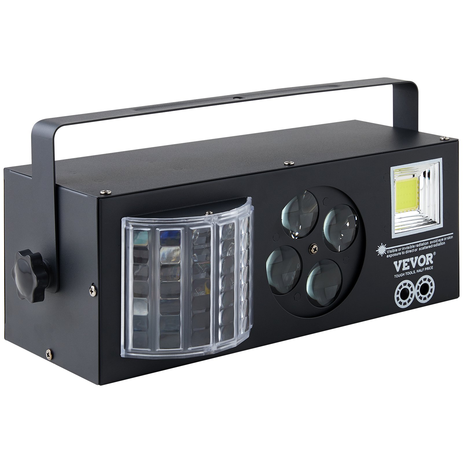 VEVOR Luces de escenario, luces de fiesta RGB 4 en 1, luz estroboscópica con patrón LED, efectos de iluminación mixtos activados por sonido con luz de efecto rojo y verde para DJ Club, discoteca, fiesta, boda, cumpleaños, Navidad (negro)