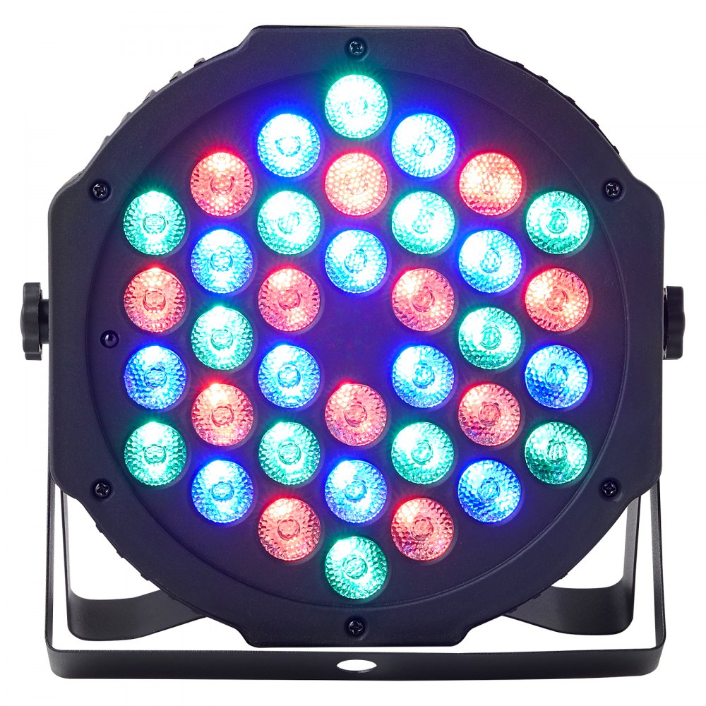 VEVOR 36LED RGB Luz de escenario Luz PAR Luz de discoteca con haz DMX de 7 modos Interior Paquete de 4