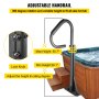 Pasamanos para jacuzzi VEVOR, pasamanos lateral de 145 cm con base deslizable, escalón de hierro resistente para bañera de hidromasaje con riel lateral de montaje inferior y luz con sensor para interiores y exteriores.