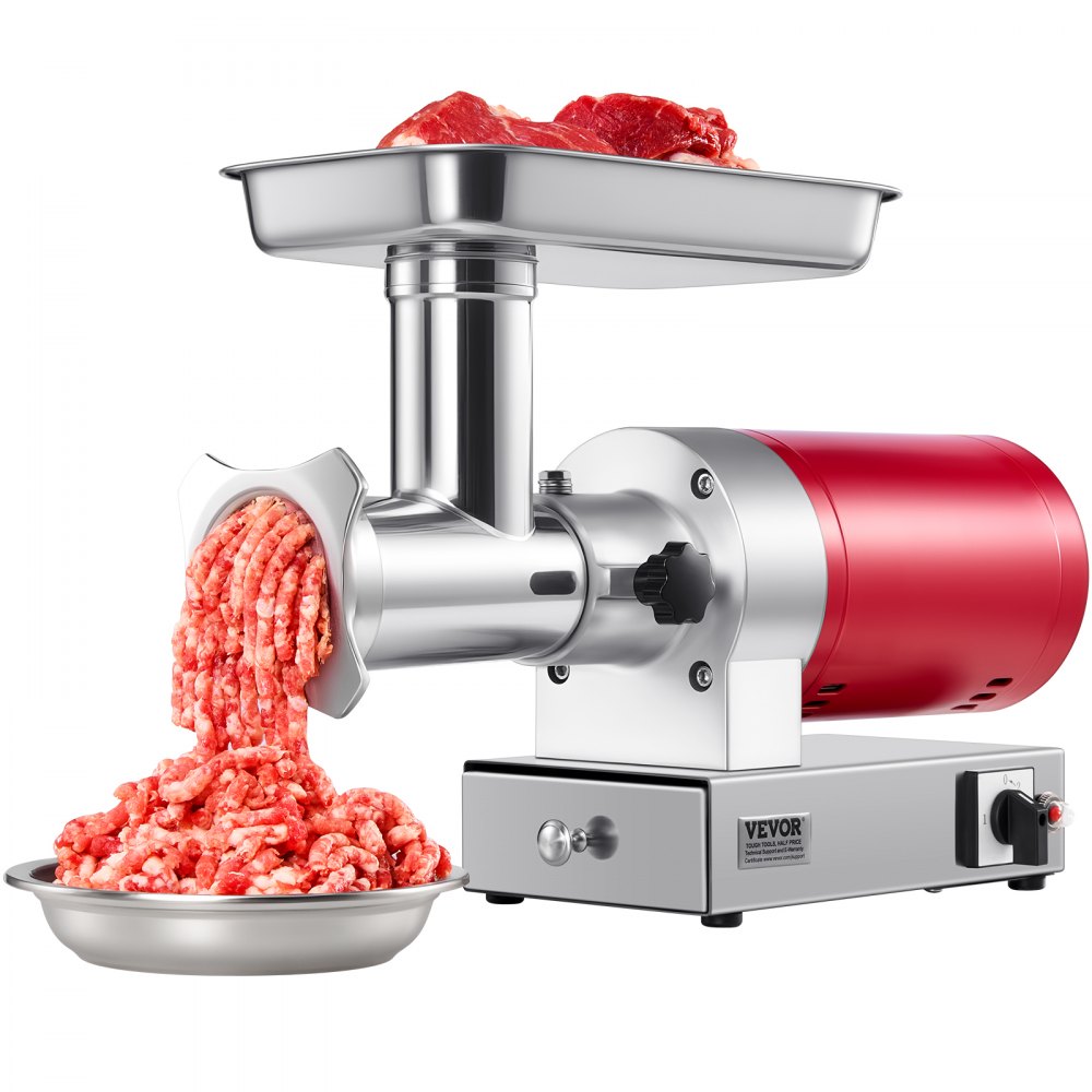 VEVOR Electric Meat Grinder, 661 Lbs/Hour800 W Meat Grinder Machine, 1.5 HP Electric Meat Mincer with 2 Grinding Plates, Sausage Kit Set Meat Grinder Heavy Duty, Home Kitchen & Commercial Use Red