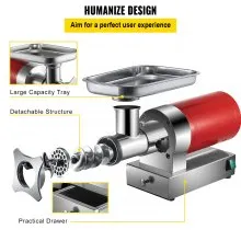 VEVOR Picadora de carne eléctrica 661 libras/hora Máquina picadora de carne de 1100 W picadora de carne eléctrica de 1,5 Hp con 2 placas de molienda