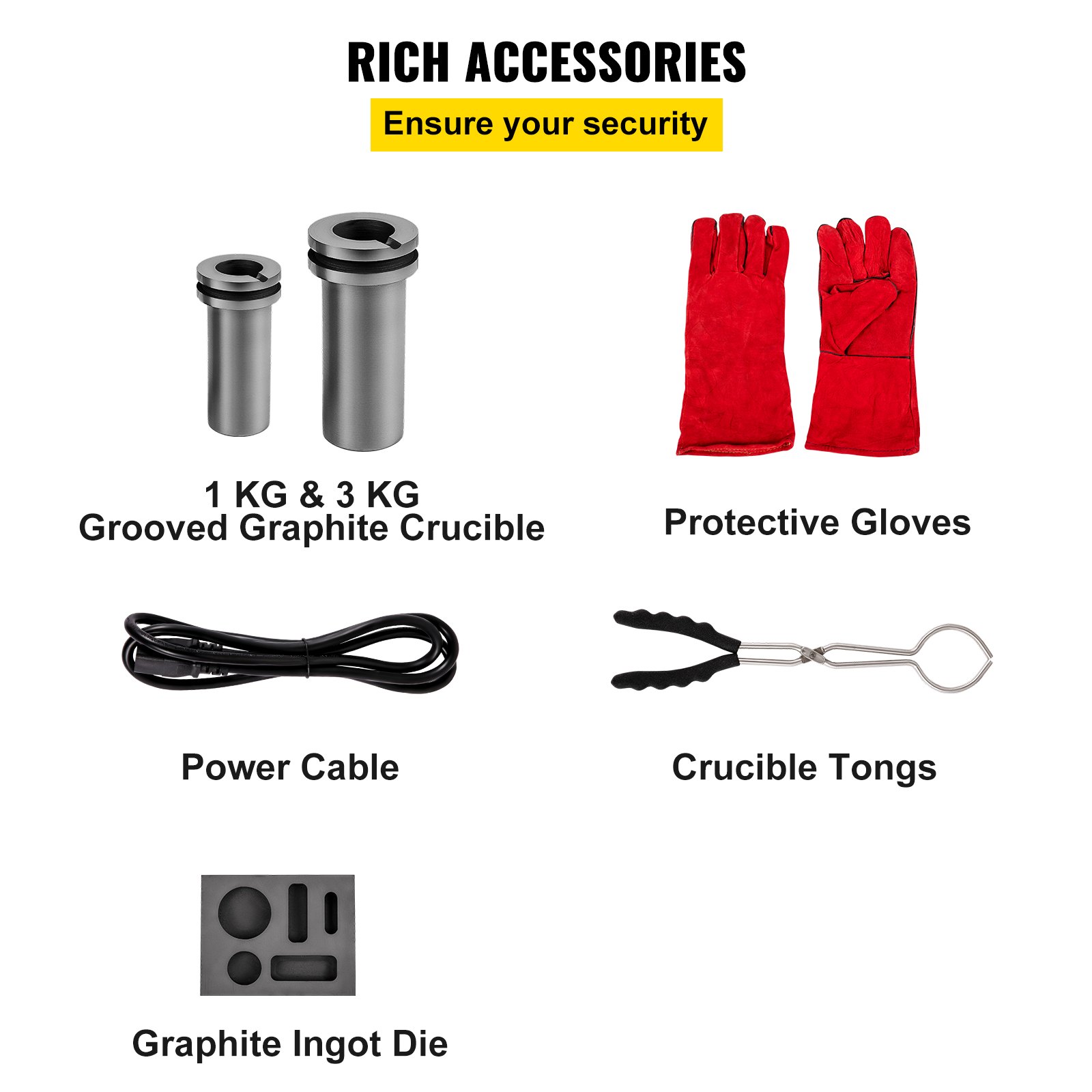 VEVOR Horno de Fusión de Oro 3 kg 1150 °C Horno de Fundición Eléctrico 1750 W Horno de Fusión Automático con Grafito para Fundición de Oro, Plata Pura, Cobre Puro, Aluminio en Industrias y Talleres