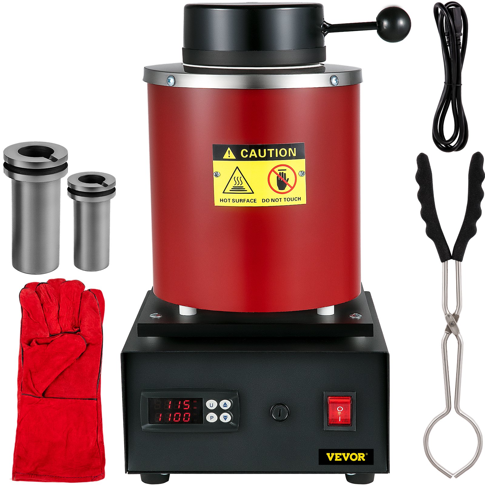VEVOR Horno de Fusión de Oro 3 kg 1150 °C Horno de Fundición Eléctrico 1750 W Horno de Fusión Automático con Grafito para Fundición de Oro, Plata Pura, Cobre Puro, Aluminio en Industrias y Talleres
