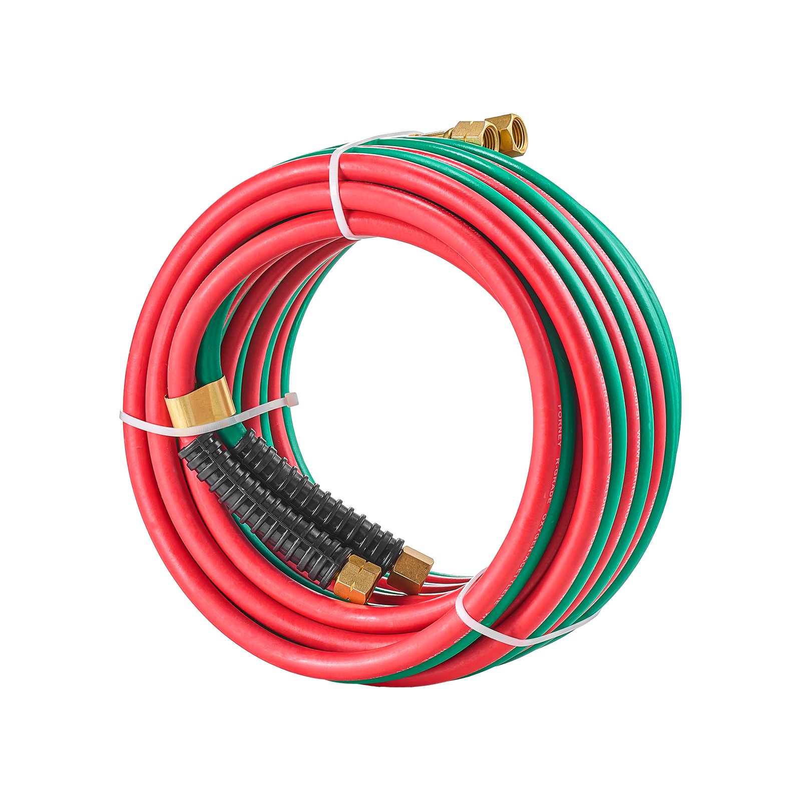 Manguera de oxígeno y acetileno VEVOR de 1/4 de pulgada x 25 pies con conectores B de 9/16"-18 LH/RH, manguera doble para soplete de soldadura de grado R con presión máxima de trabajo de 300 PSI para corte, soldadura fuerte y soldadura fuerte.