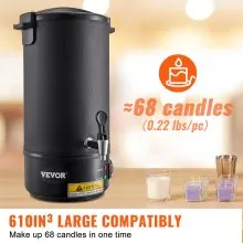 VEVOR 10 L Derretimiento de Cera para Fabricación de Velas, Olla para Derretir Cera Eléctrica Extra Grande, con Boquilla Fácil de Verter y Control de Temperatura de 9 Niveles, Fácil de Limpiar para Velas, Jabón, Crema, Belleza, Producción a Granel, Negocios o Hogar