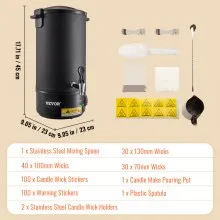 VEVOR 10 L Derretimiento de Cera para Fabricación de Velas, Olla para Derretir Cera Eléctrica Extra Grande, con Boquilla Fácil de Verter y Control de Temperatura de 9 Niveles, Fácil de Limpiar para Velas, Jabón, Crema, Belleza, Producción a Granel, Negocios o Hogar