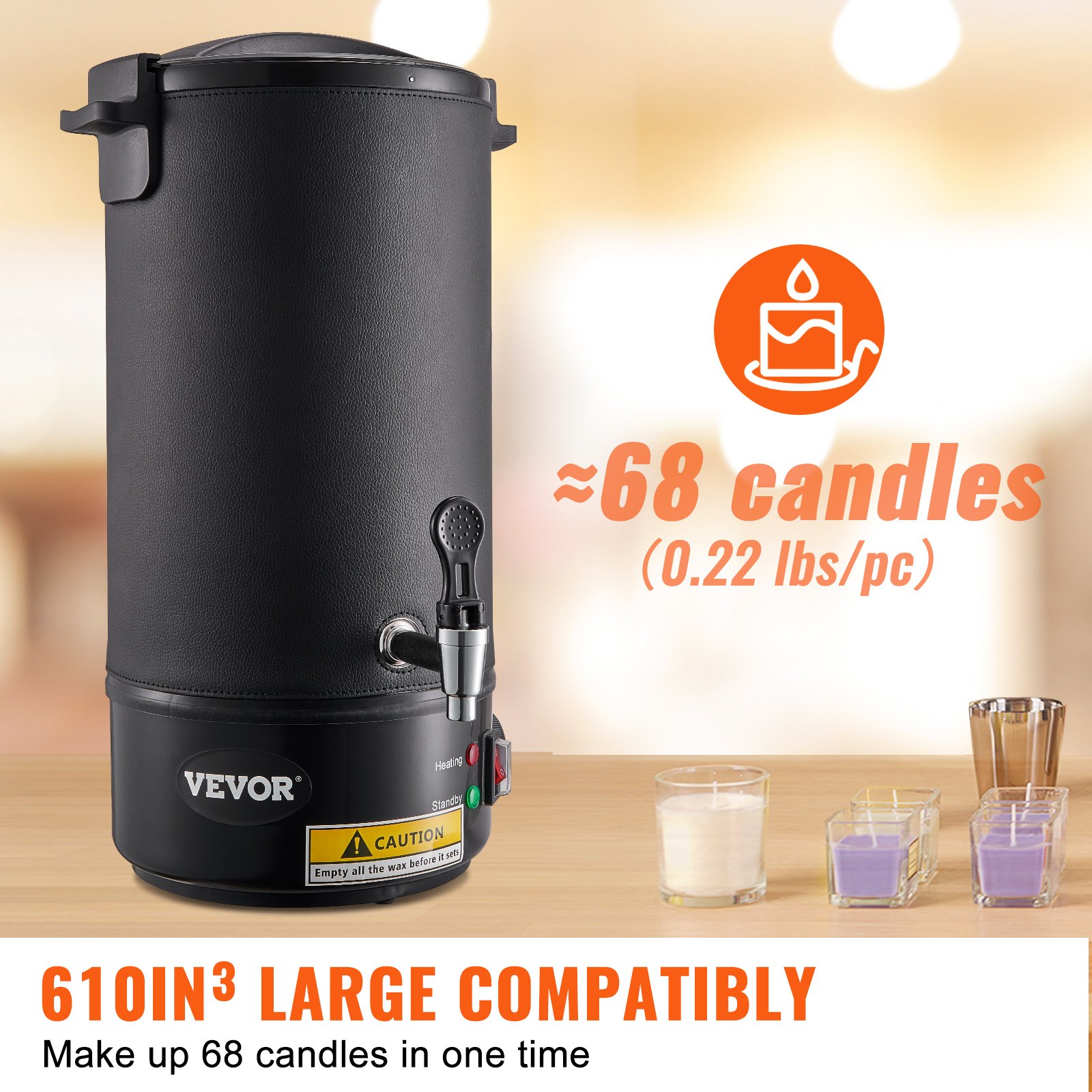Fundidor de cera VEVOR de 10 L para fabricación de velas, olla eléctrica extragrande para fundir cera, con pico vertedor fácil y control de temperatura de 9 niveles, fácil de limpiar para velas, jabón, cremas, belleza, producción a granel, negocios o hogar.