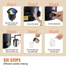 VEVOR - Derretidor de cera para fabricación de velas, 6,5 litros, crisol de cera eléctrico grande, boquilla fácil de verter, control de temperatura de 9 niveles, fácil limpieza para velas, jabón, crema, belleza, producción a granel, negocios o hogar