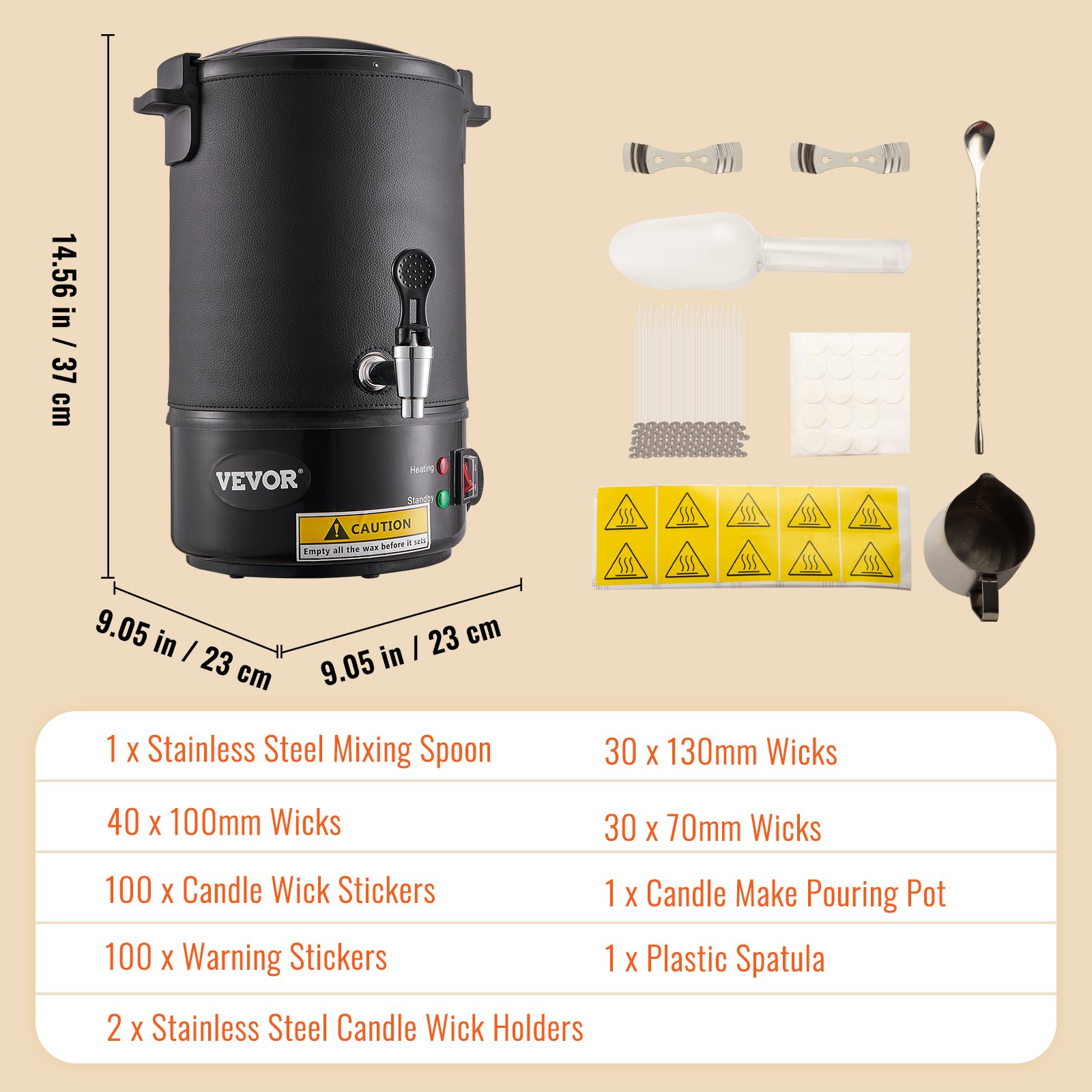 Fundidor de cera VEVOR para fabricación de velas, olla eléctrica grande de 6,5 litros con pico vertedor fácil, control de temperatura de 9 niveles, fácil de limpiar para velas, jabón, cremas, belleza, producción a granel, negocios o hogar.