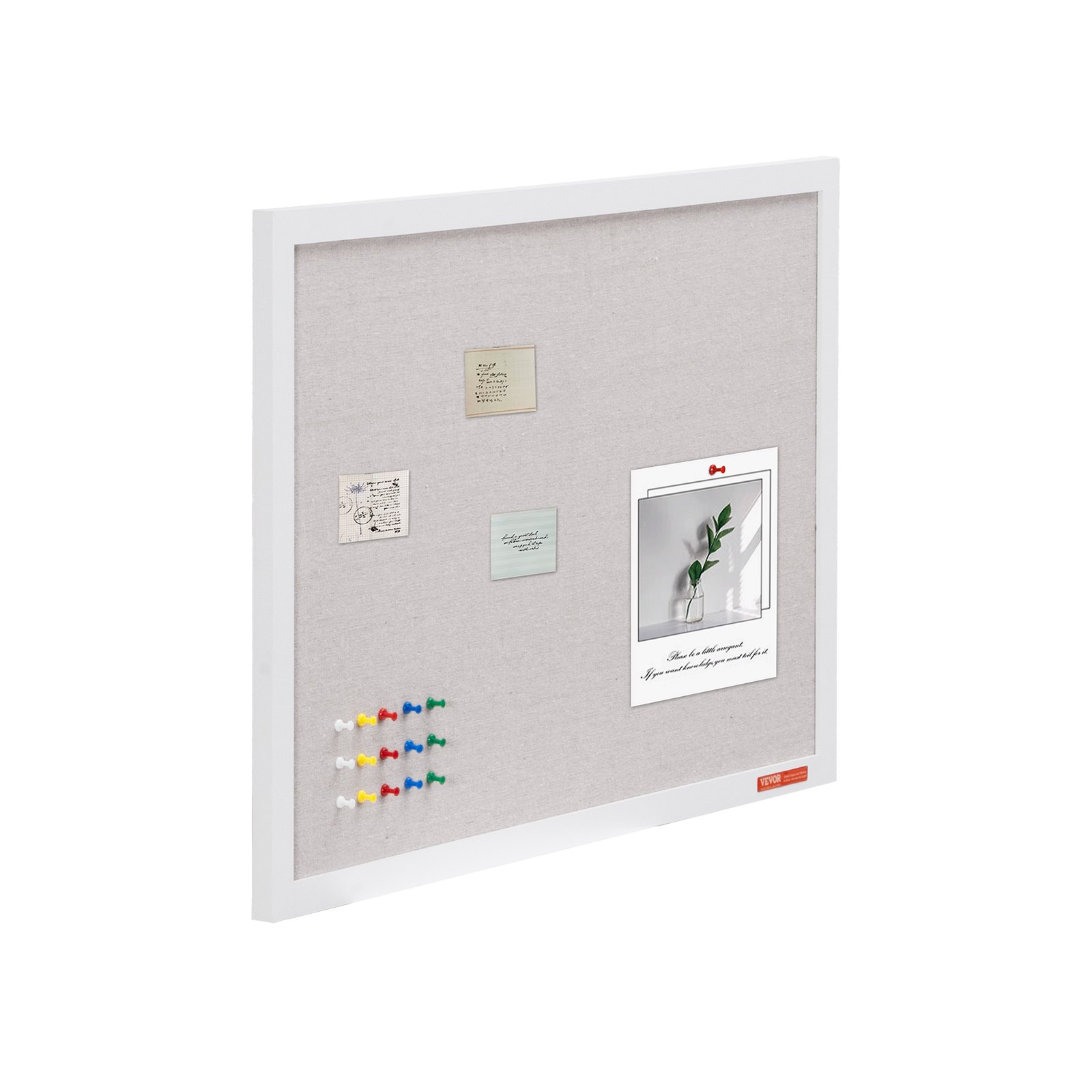 Tablero de corcho blanco VEVOR de 30" x 20" con superficie de lino para montaje en pared