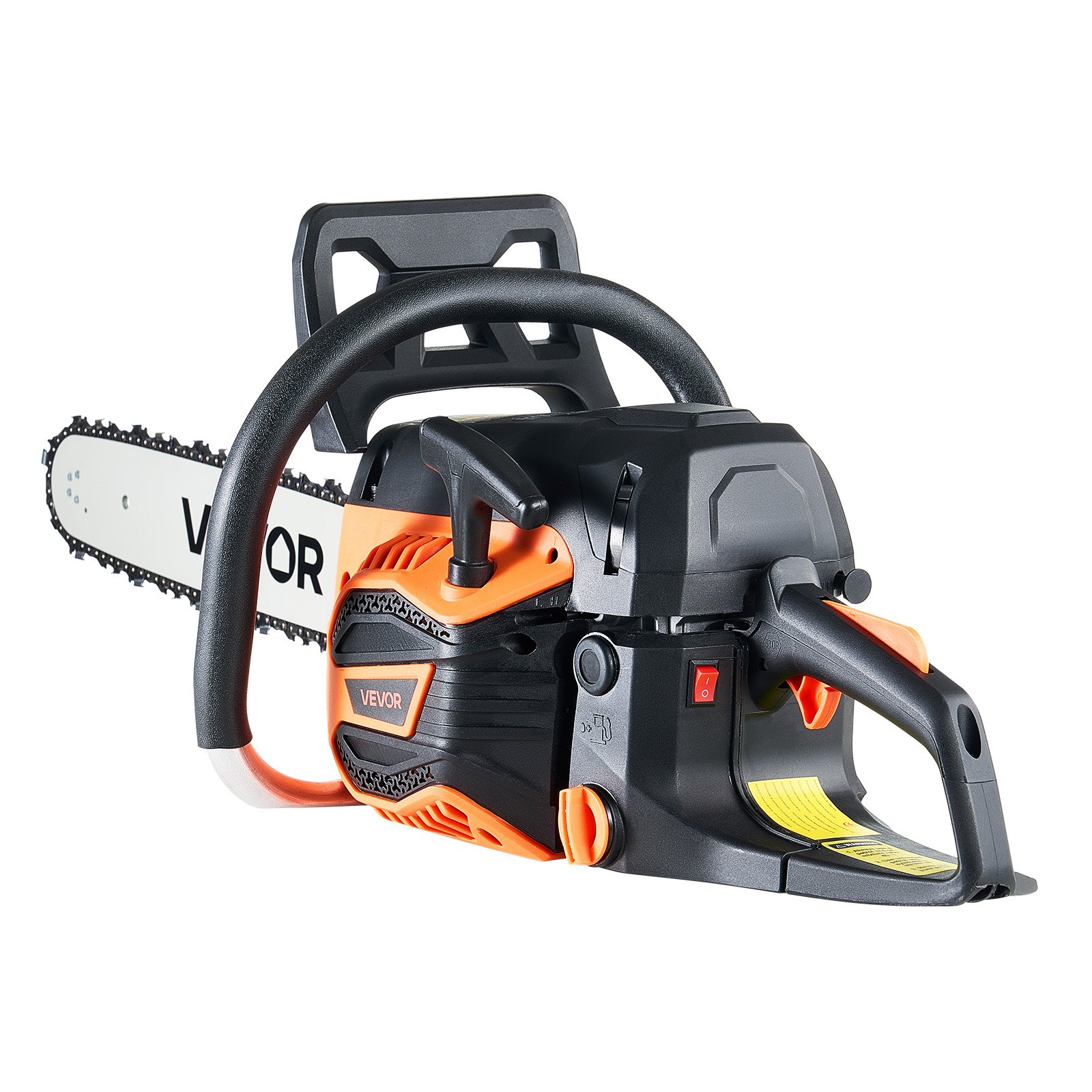 Motosierra de gasolina VEVOR de 62 cc, de 20 pulgadas, 3,8 HP con mango antideslizante, con doble depósito de combustible, ideal para cortar madera, podar árboles y limpiar terrenos.