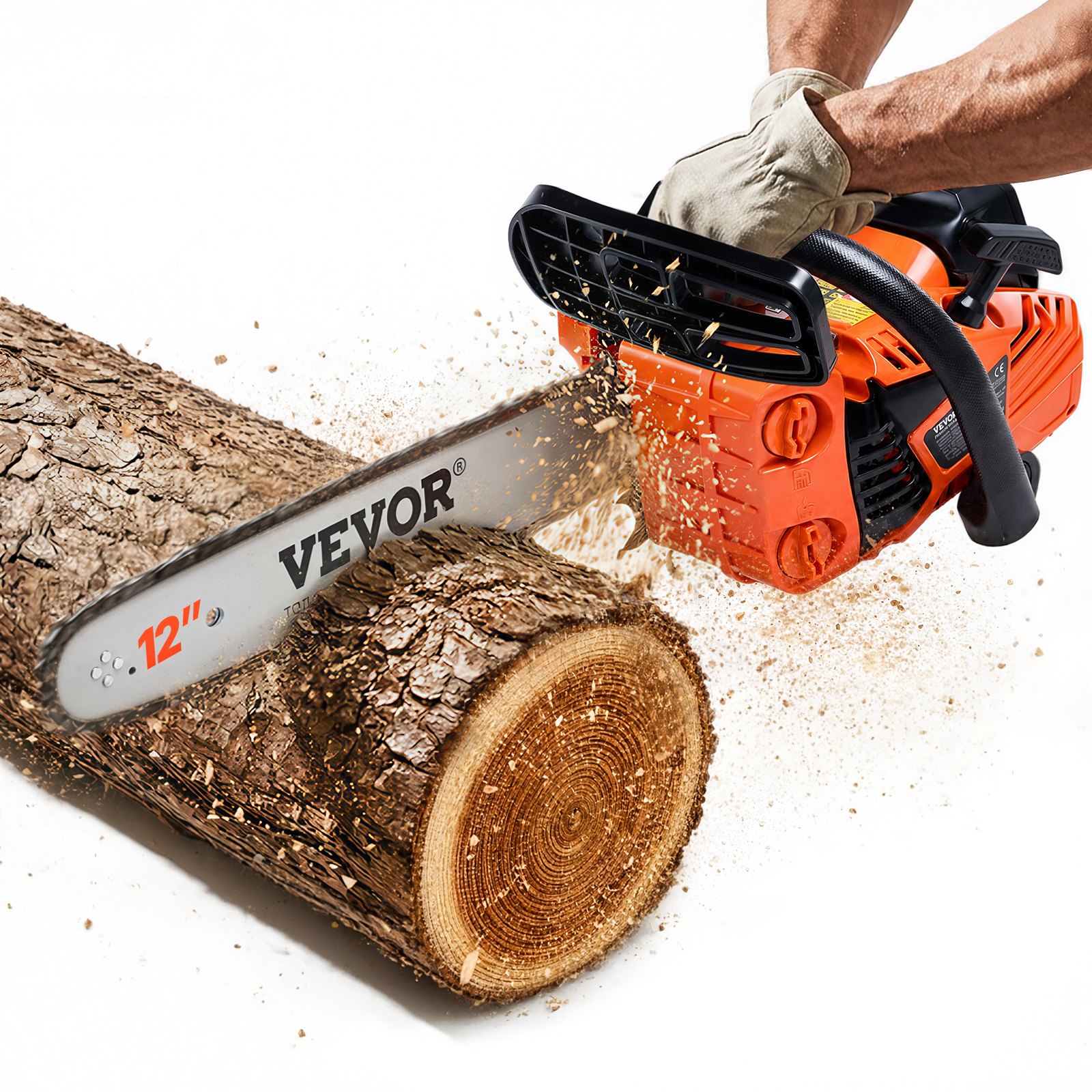 Motosierra de gasolina VEVOR de 25,4 cc, 12" y 1,2 HP. Motosierra de gasolina inalámbrica de mano para cortar ramas de árboles, podar árboles, limpiar terrenos y talar bosques en granjas, jardines y ranchos.