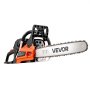 VEVOR Gas Powered Chainsaw 20 Inch 62CC 3.8HP 2 Stroke Engine Gas Chainsaw, for Wood Cutting, Tree Trimming & Land Clearing, Throttle-Synced Choke, Power Chain Saw with Non-Slip Handle & Dual Tanks