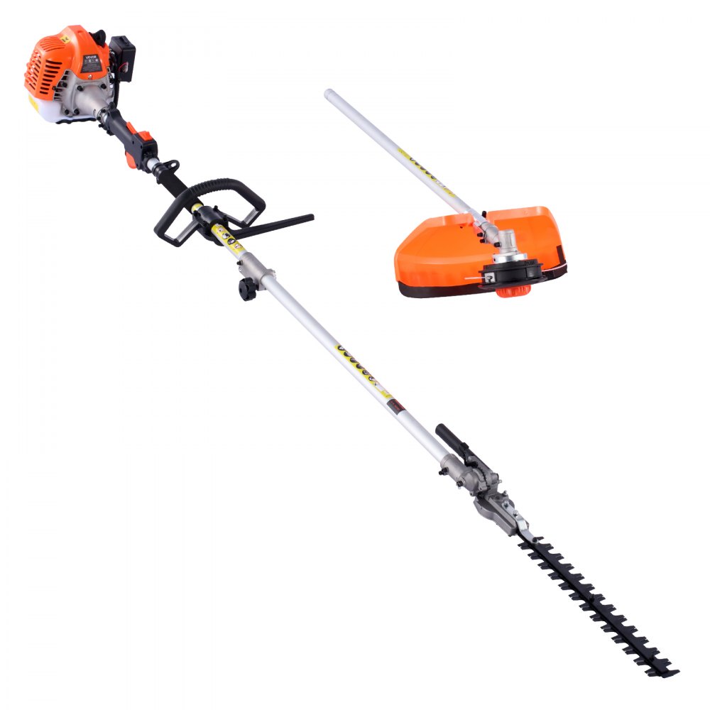 Cortasetos de gasolina VEVOR, cortasetos manual de 2 tiempos, 4 en 1, 26 cc, con equipo de protección, incluye cortasetos, cortabordes, desbrozadora y recorta arbustos.