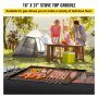 Parrilla de acero al carbono VEVOR, placa superior plana de parrilla de 16 x 37 pulgadas, parrilla para barbacoa de carbón/gas con 2 asas, parrilla superior plana rectangular con orificio de drenaje adicional para portón trasero y fiestas
