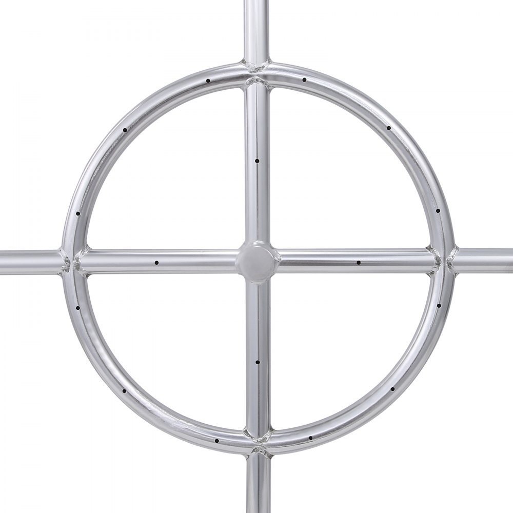 Quemador de gas circular de acero inoxidable para brasero VEVOR con orificios precisos de distribución de gas.