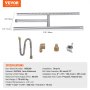 Sartén para fogata VEVOR sus304, 1 mm de grosor, 17,95" x 6,02" x 0,75", manguera flexible y accesorios incluidos.