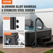VEVOR Pasamanos para bañera de hidromasaje, pasamanos lateral giratorio 360 con altura ajustable de 35 a 57 pulgadas, pasamanos para bañera de hidromasaje de aluminio resistente al óxido con base de montaje deslizante para interior y exterior, capacidad de 600 libras