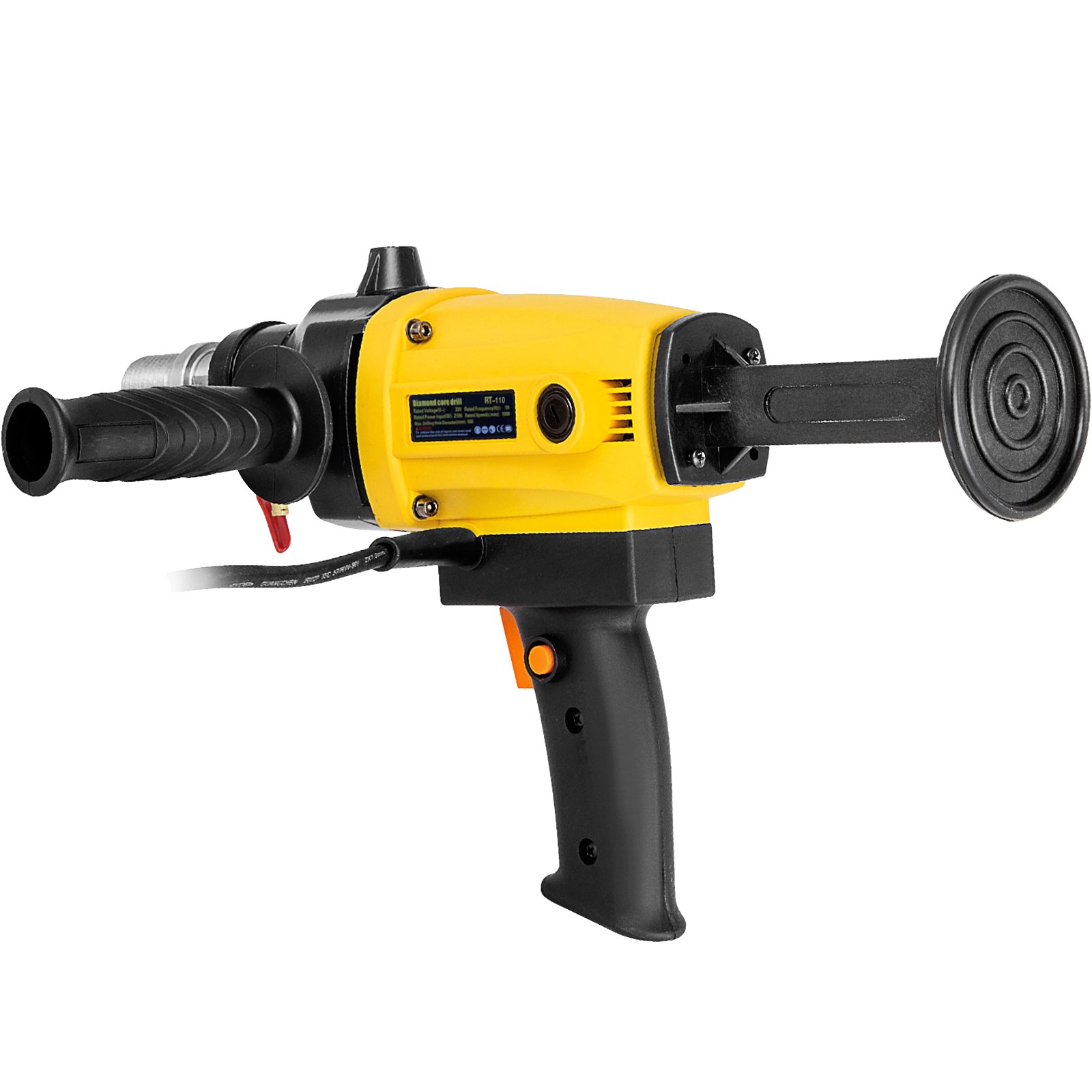 VEVOR Perforadora de diamante, 1800W 4'/110 mm, 1700RPM Perforadora de velocidad variable con estuche portátil, Máquina de perforación manual para baldosas de cerámica de porcelana, Ladrillo de mármol