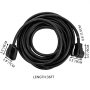 Cable de extensión VEVOR RV, 36 pies, negro, dimensiones etiquetadas, enrollado.